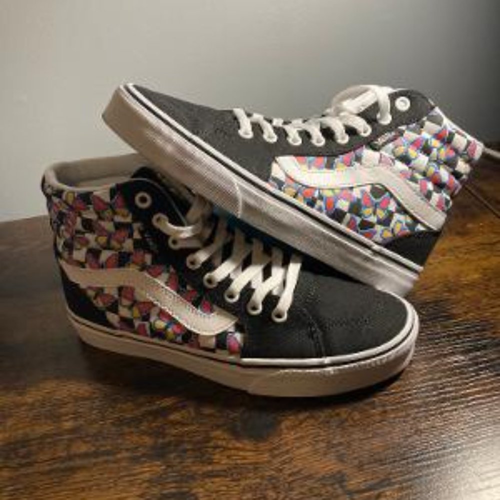 VANS WOMEN'S FILMORE HI BUTTERFLY CHECKERED VARIOUS SIZES: 6, 7.5, 8, 9.5, 10